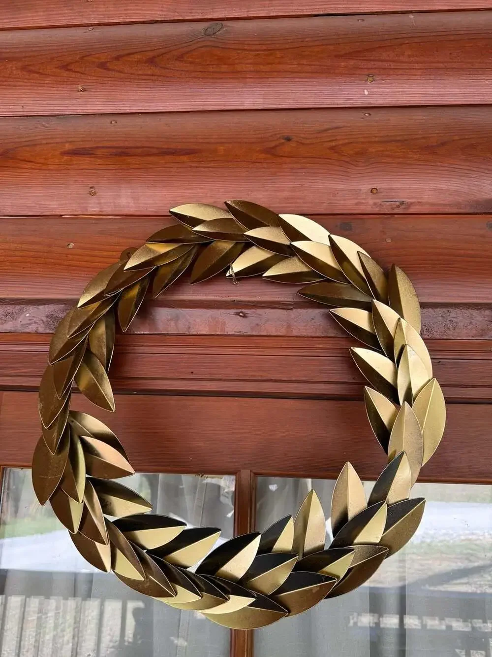 Restoration Hardware Brass Laurel Leaf Wreath, Medium
